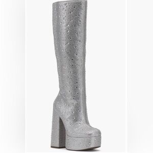 Jessica Simpson Sinalla silver Rhinestone
Bling Knee-High platform sz 7